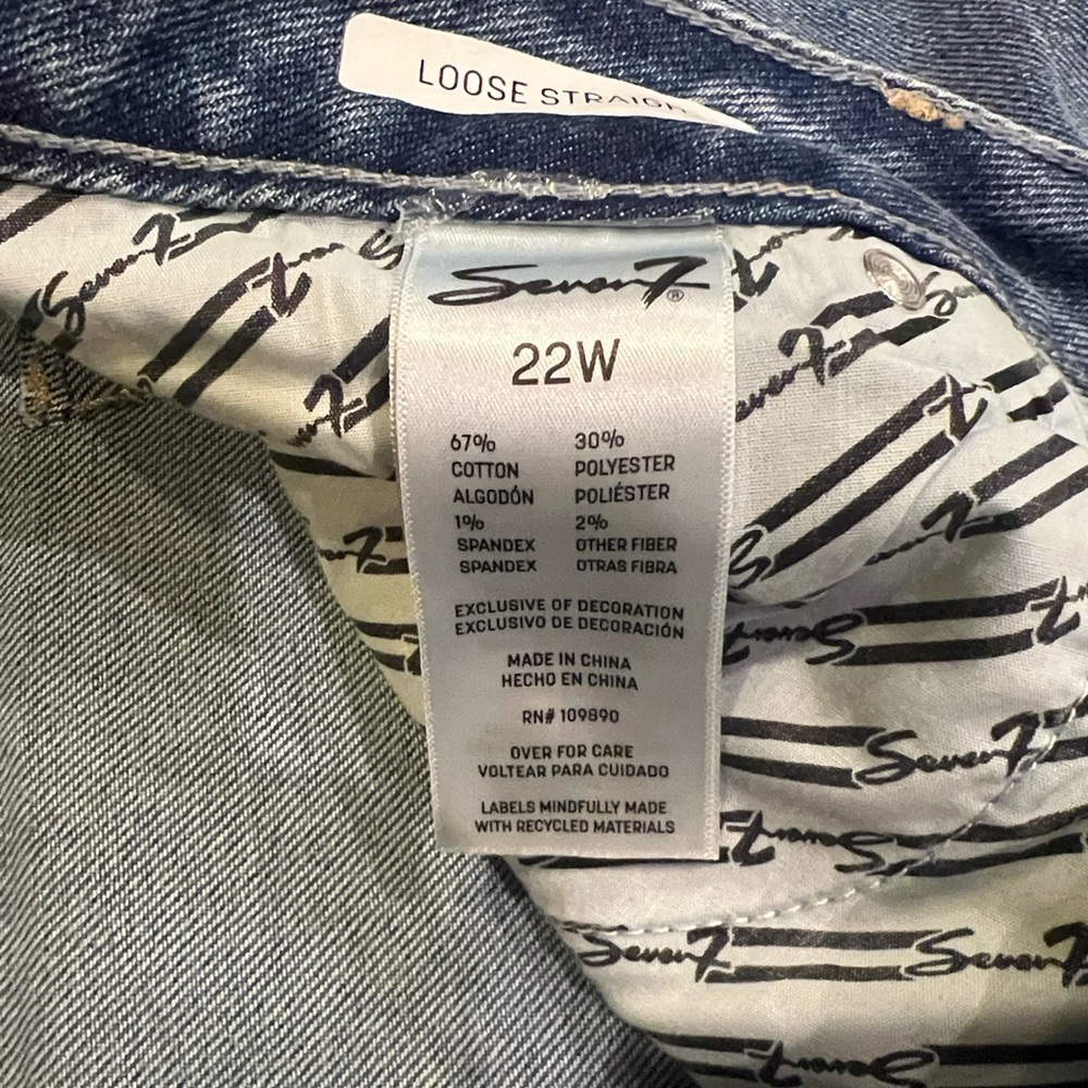Seven7 NEW Loose Straight Leg Jean Women 22W Denim High Rise Authentic - Picture 7 of 8